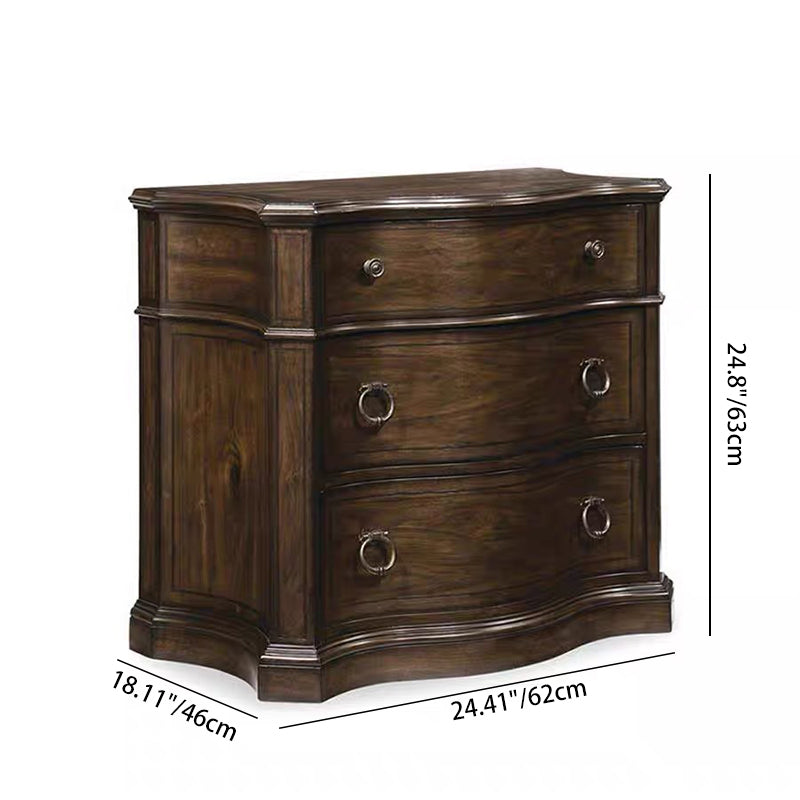 Modern Luxury Wood 3-Drawer Nightstand