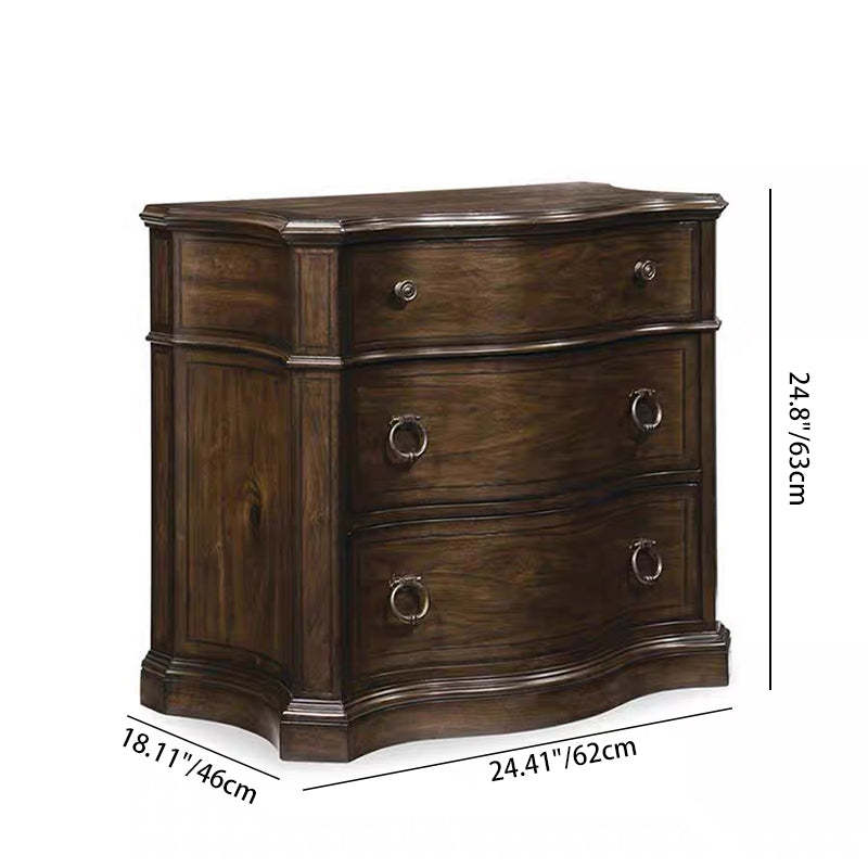 Modern Luxury Wood 3-Drawer Nightstand