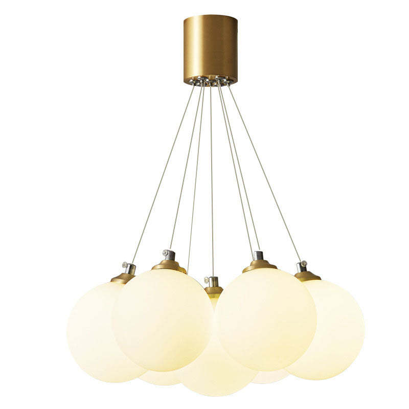 Nordic Luxe Glass Balloon Brass Chandelier