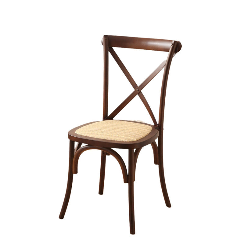 Rustic Woven Rattan Wood Dining Chair