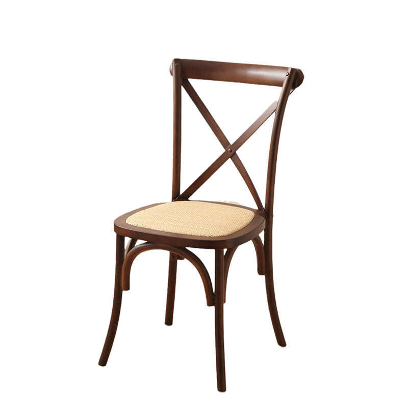 Rustic Woven Rattan Wood Dining Chair