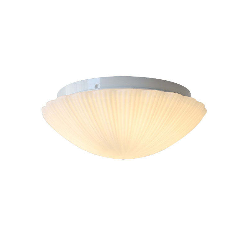 Modern French Cream Shell Glass LED Flush Mount Light
