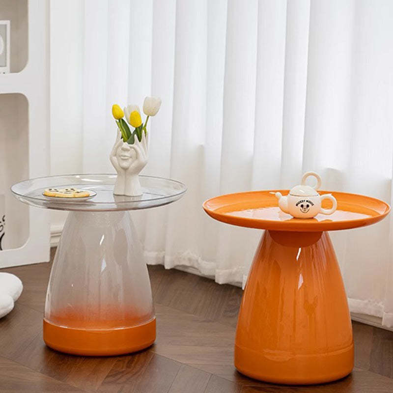 Minimalist Round Plastic Coffee Table — A / Orange