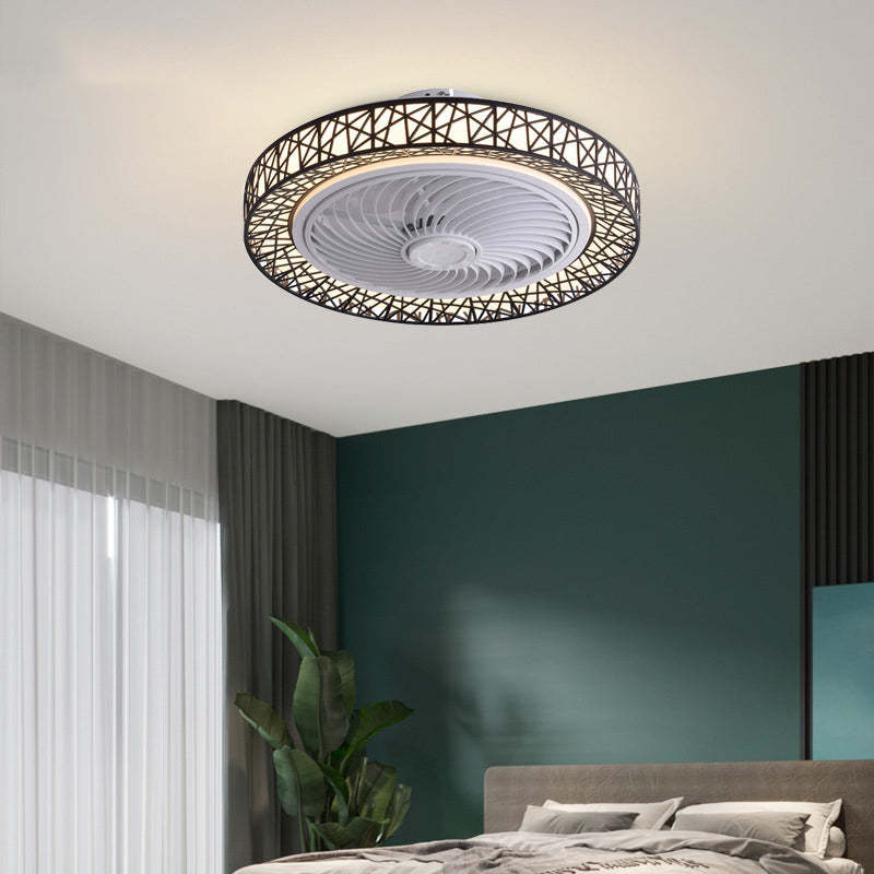 Luxury Round Lace LED Flush Mount Ceiling Fan Light
