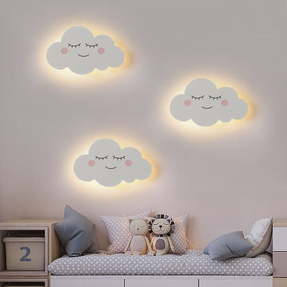 Nordic Cloud Iron Emoji Kids LED Sconce — Warm Light (3000K) / Pink / 220V-240V For UK/AU