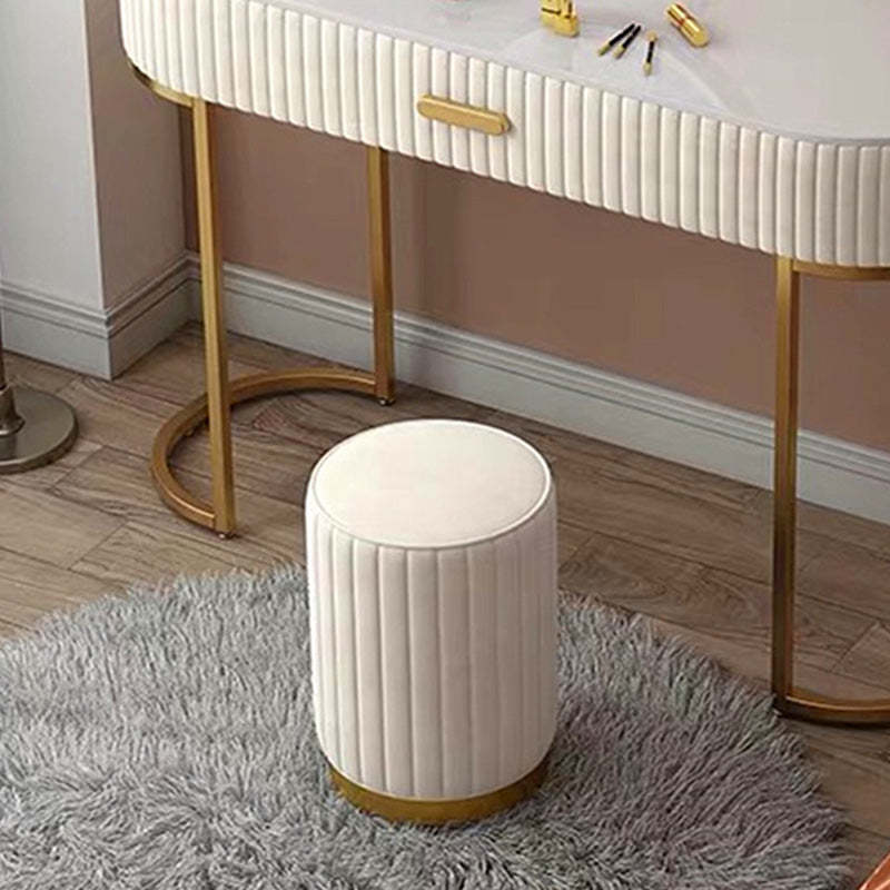 Minimalist Round Velvet Metal Vanity Stool