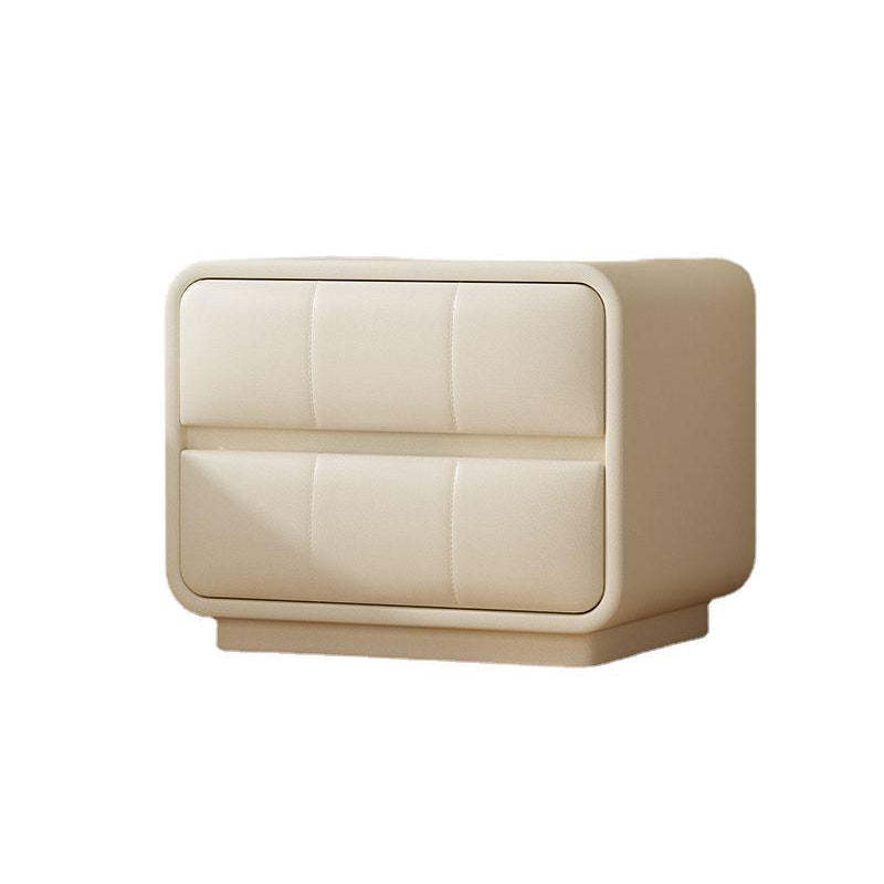 Microfiber Leather Wood 2-Drawer End Table