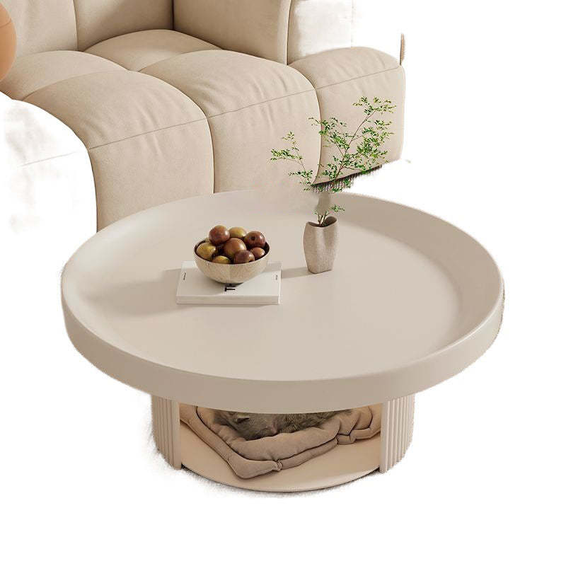 Minimalist Round Rock Slab Steel Coffee Table