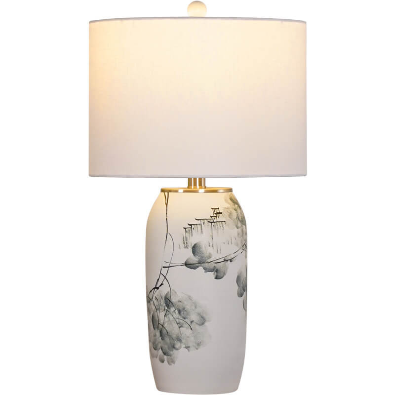 Modern Chinese Ink Ceramic Fabric Lamp — Dimmer Switch / 220V-240V For UK/AU
