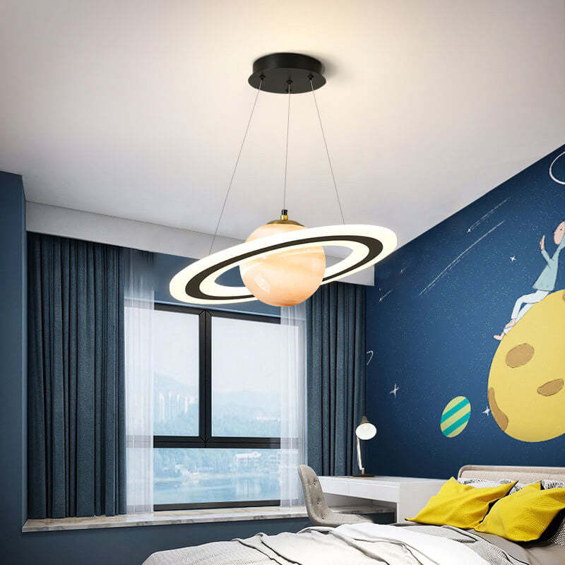 Modern Space Planet Circle Kids LED Chandelier