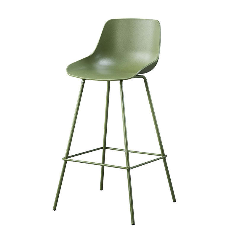 Minimalist curved green bar & counter stools in metal fabric