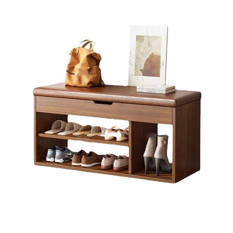 Minimalist Fabric PU Leather Wood 3-Tier Shoe Rack