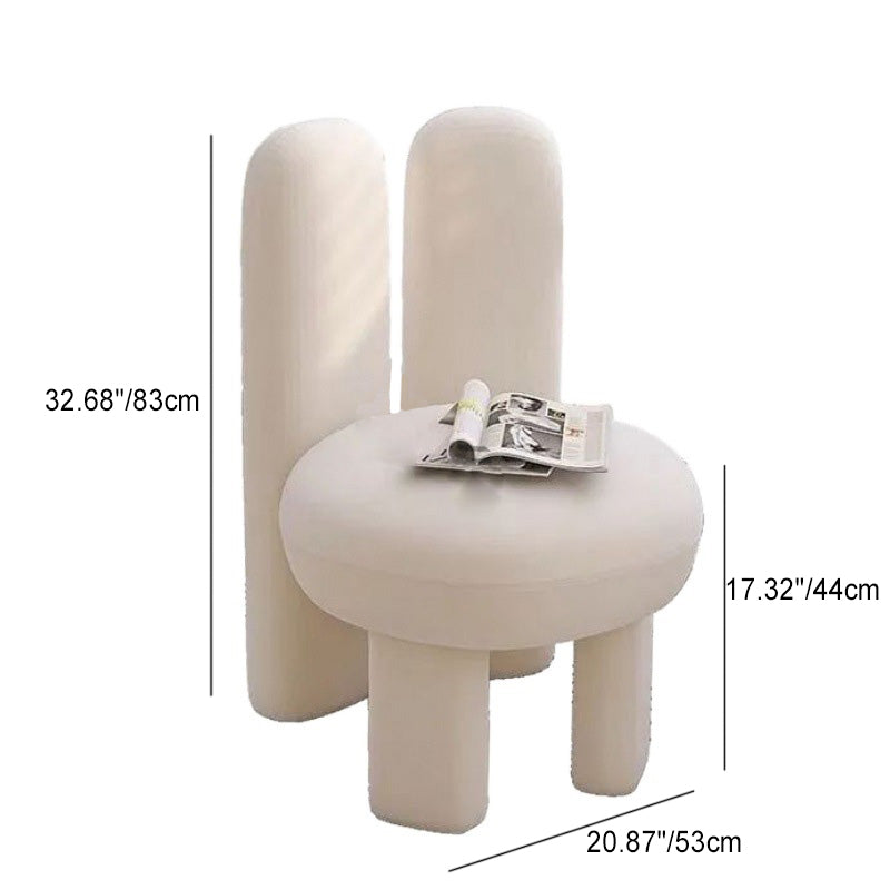 Nordic Velvet Rabbit-Ear Vanity Stool — White - PU Leather