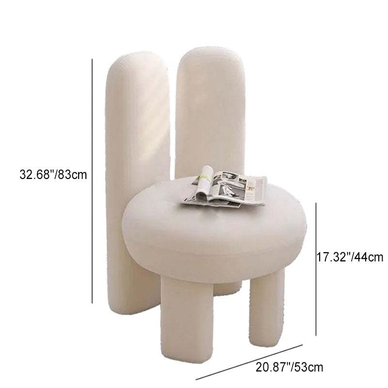 Nordic Velvet Rabbit-Ear Vanity Stool — White - PU Leather