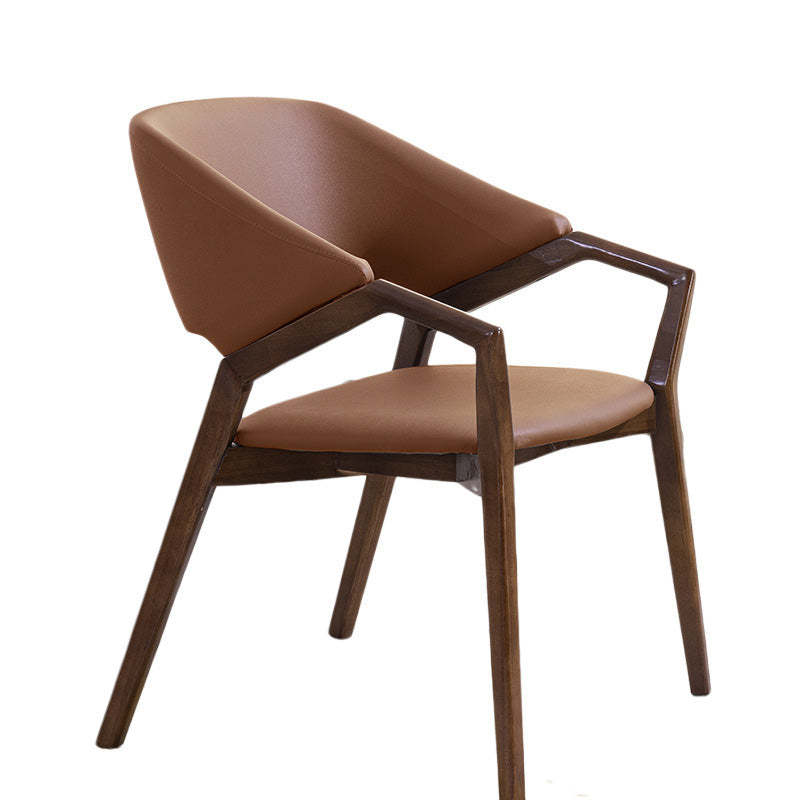Contemporary Leather Wood Dining Chair