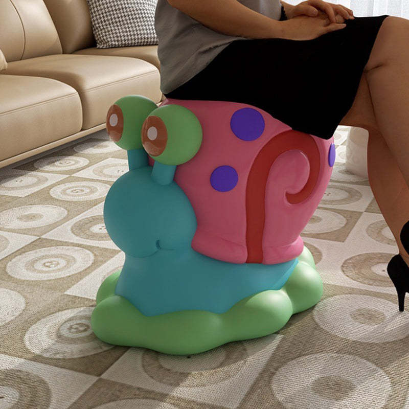 Contemporary Cartoon Snail Resin Low Stool