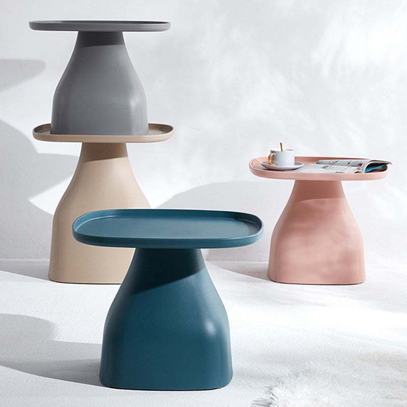 Scandinavian Round Column Plastic Coffee Table — Short / Gray