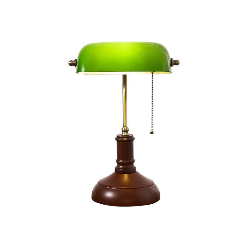 Vintage Solid Wood Glass Bank Zipper Lamp — F - Copper + Green Shade / 110V-120V For US/CA