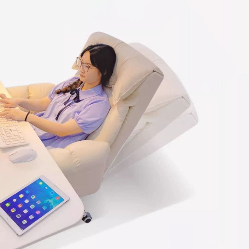 Modern Fabric Steel Adjustable Recliner With Footrest — Aluminium Alloy / B - White / With Footrest