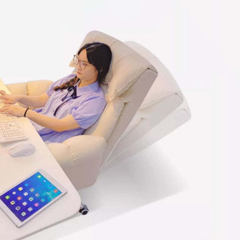 Modern Fabric Steel Adjustable Recliner With Footrest — Aluminium Alloy / B - White / With Footrest