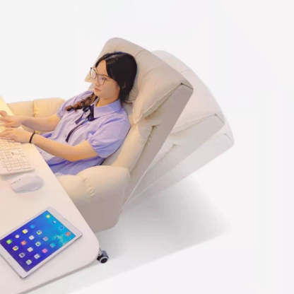 Modern Fabric Steel Adjustable Recliner With Footrest — Aluminium Alloy / B - White / With Footrest