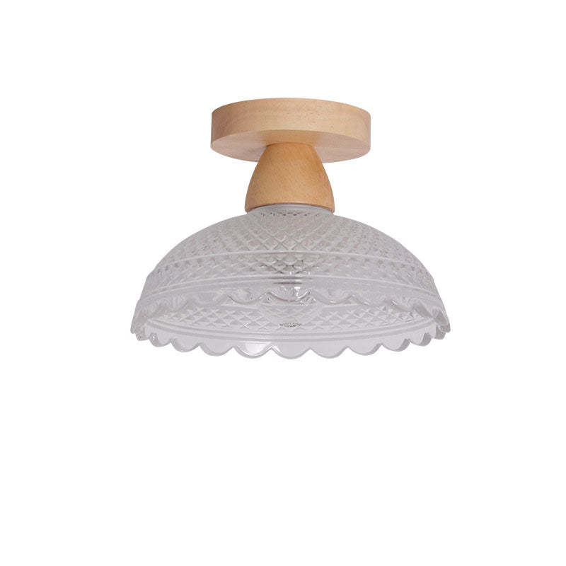 Japanese Minimalist Log Glass Ceiling Light