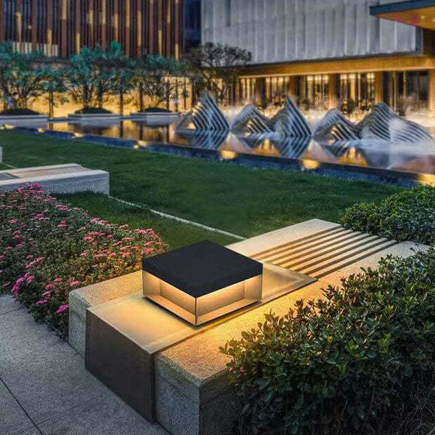 Solar Modern Glass Cuboid LED Outdoor Landscape Light