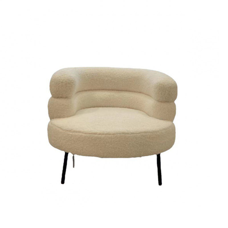 Nordic Round Lambswool Upholstered Vanity Stool