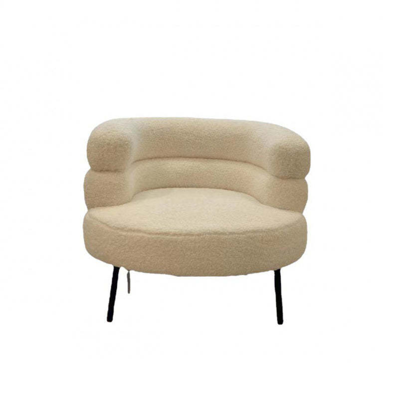 Nordic Round Lambswool Upholstered Vanity Stool