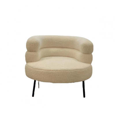 Nordic Round Lambswool Upholstered Vanity Stool