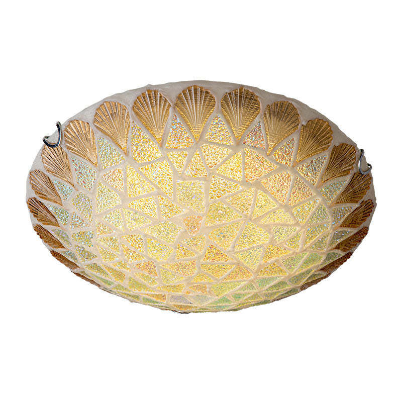 Nordic Vintage Tiffany Shell Glass Flush Mount Light — 110V-120V For US/CA
