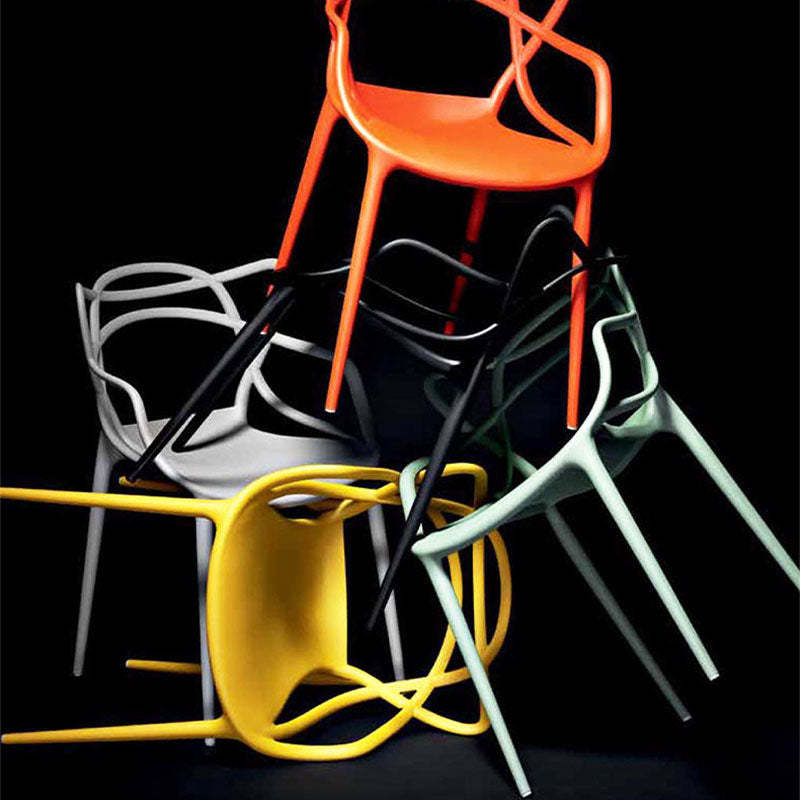 Contemporary Curved Plastic Acrylic Dining Chair — Red