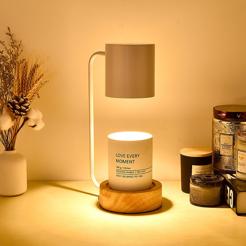 Japanese Wood Timing Dimming Melting Wax Table Lamp — Timing + Dimming / White / 110V-120V For US/CA