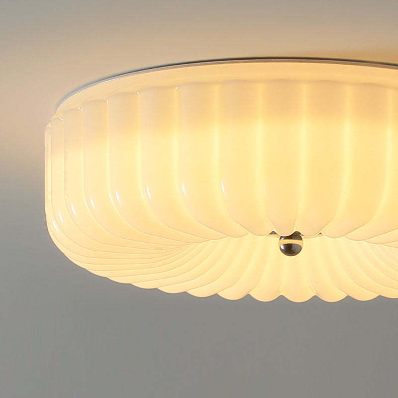 Nordic Striped Glass Round LED Flush Mount Light