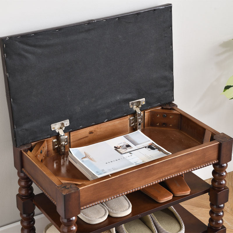 European Wood Leather Vanity Stool