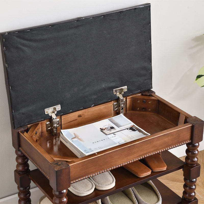 European Wood Leather Vanity Stool