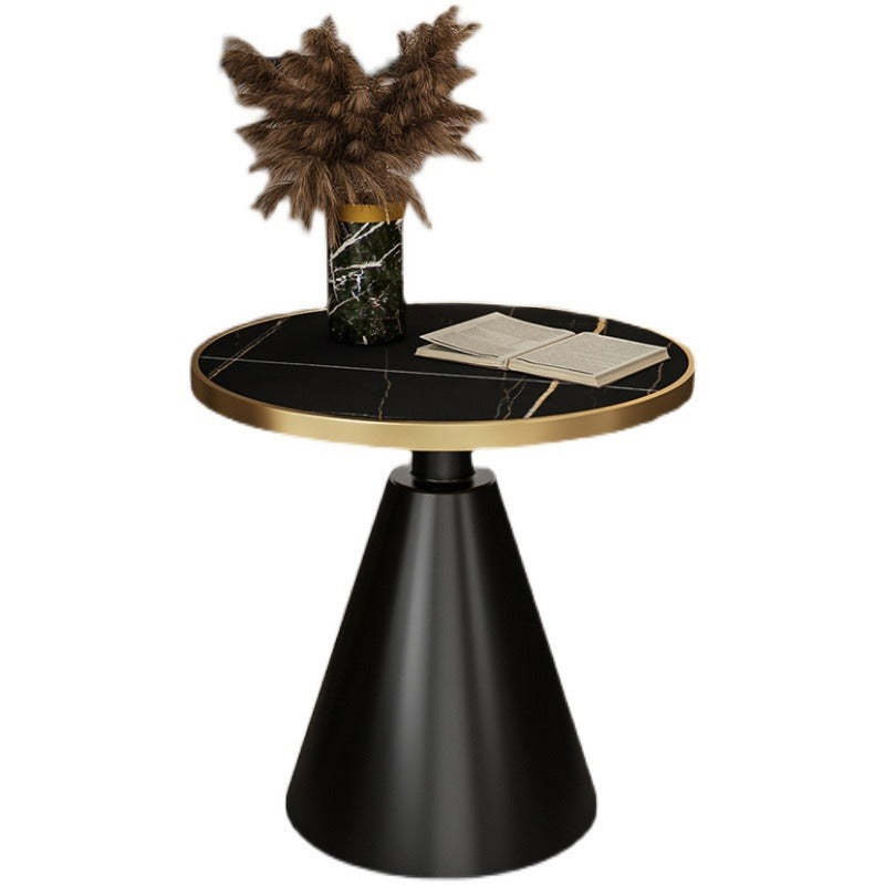 Contemporary Round Sintered Stone Metal Coffee Table