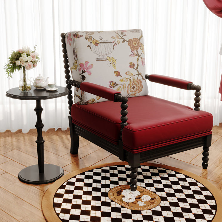Retro Rubber Wood Velvet Accent Chair — White Frame