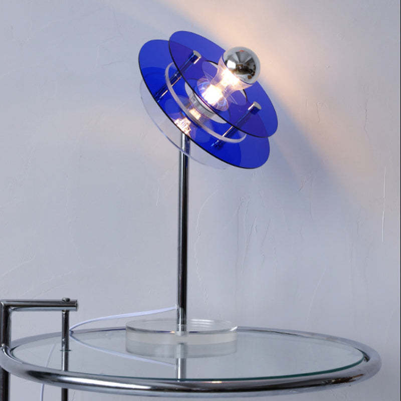 Mid-Century Flying Saucer Iron Acrylic Lamp