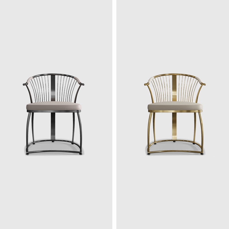 Contemporary Curved Steel Leather Chair
