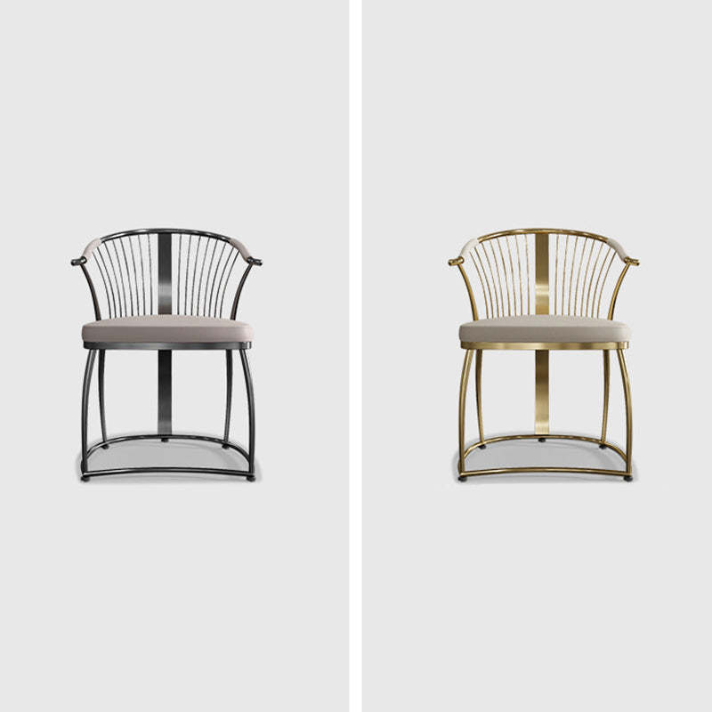Contemporary Curved Steel Leather Chair