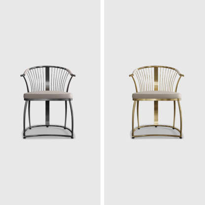 Contemporary Curved Steel Leather Chair