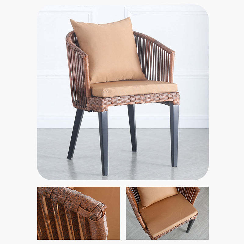 Traditional Farmhouse Rattan Metal Outdoor Dining Chair