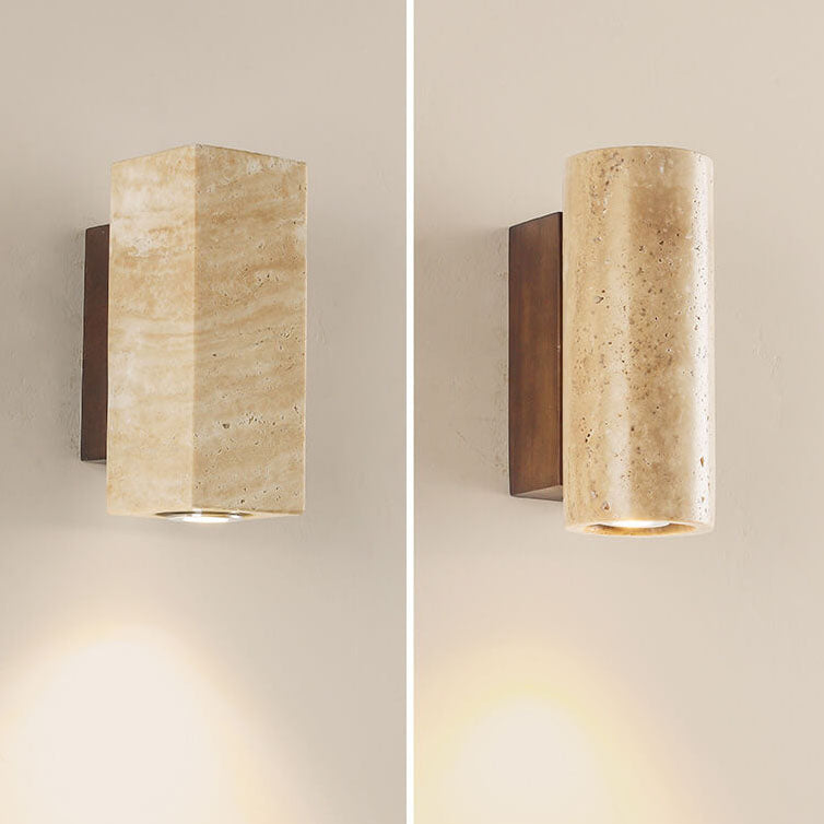 Japanese Wabi-Sabi Yellow Travertine Wall Sconce