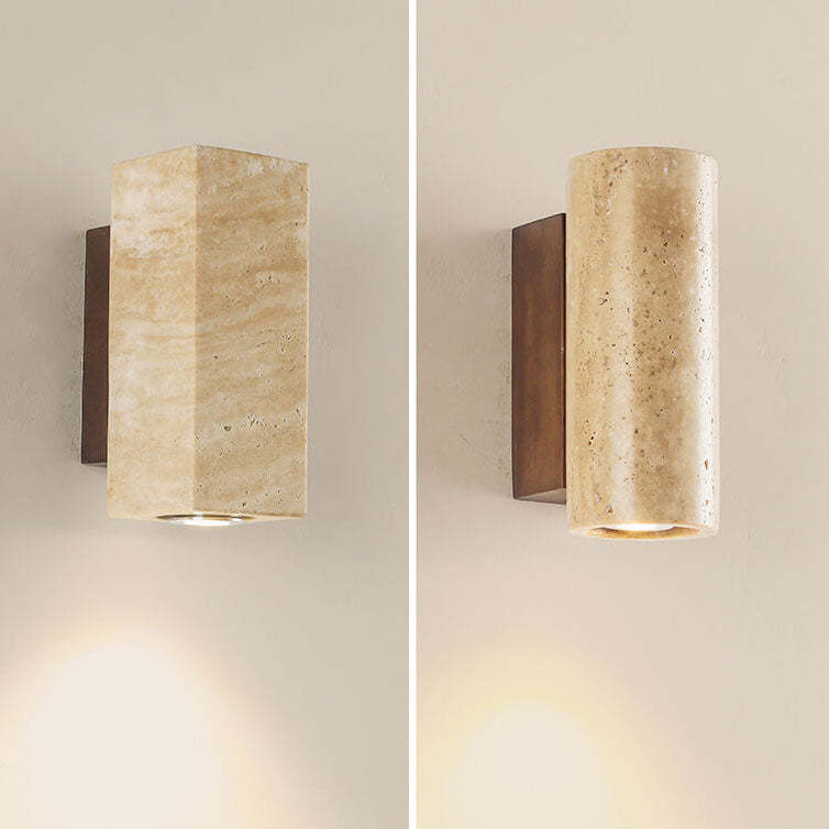 Japanese Wabi-Sabi Yellow Travertine Wall Sconce