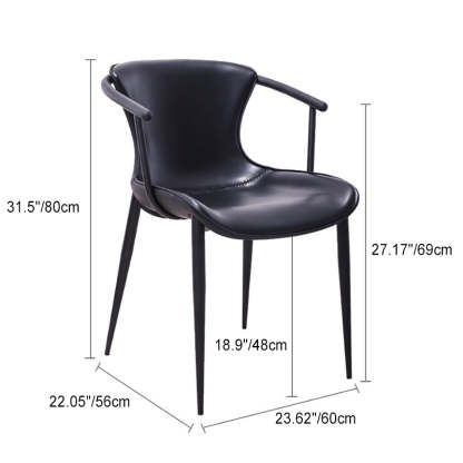 Black leather metal trapezoid saddle dining chairs & benches - minimalist