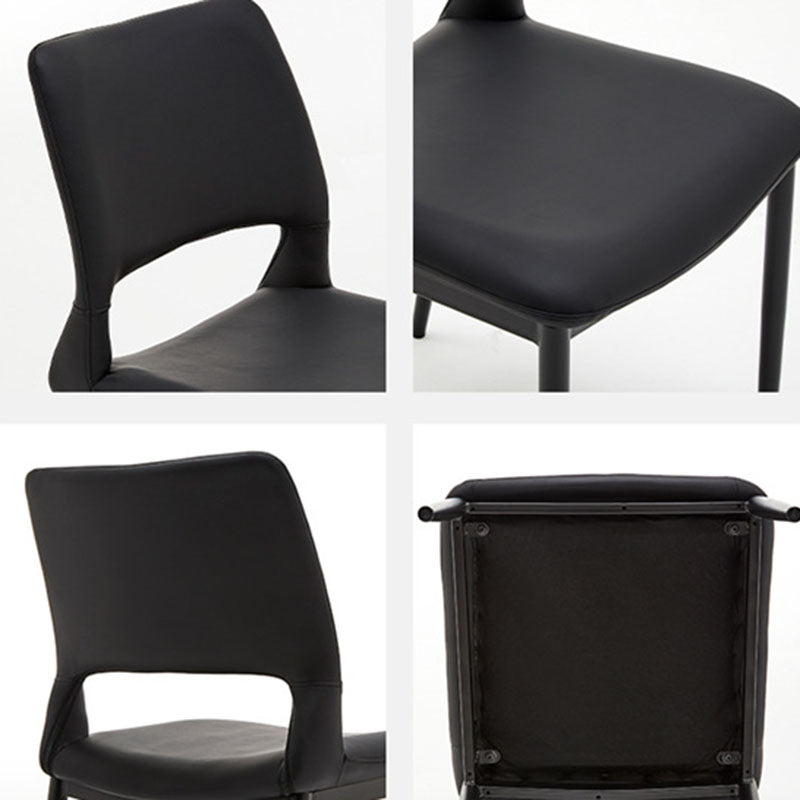 Nordic Curved Leather Hollow Square Dining Chair