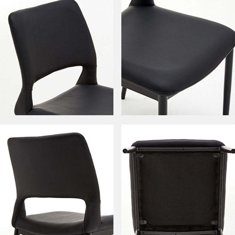Nordic Curved Leather Hollow Square Dining Chair