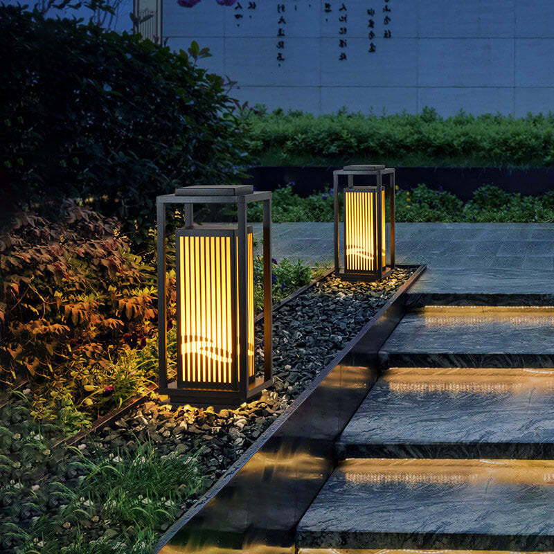 Chinese Square Cage Outdoor Lawn Path Light