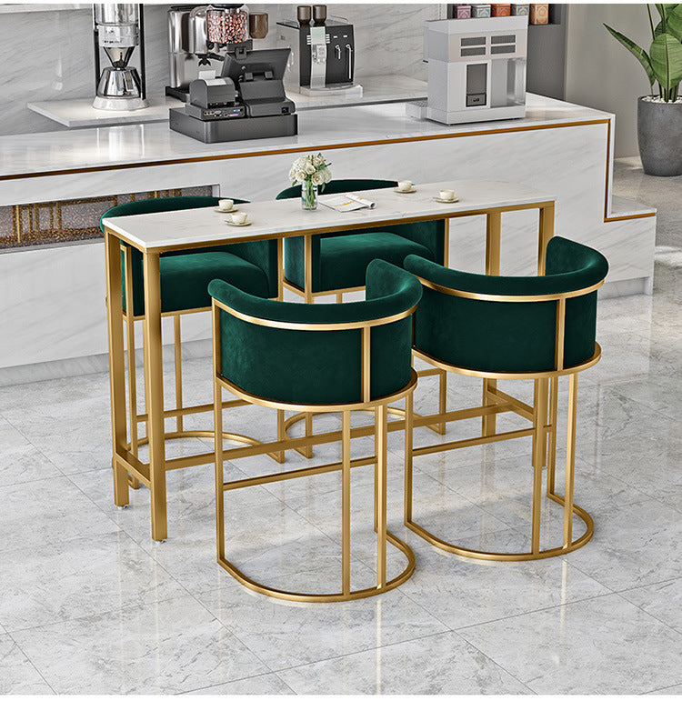 Nordic Half-Round Velvet Metal Armchair